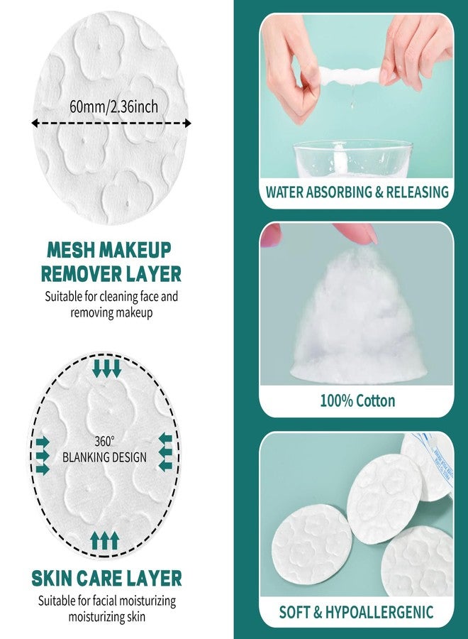 BODFPPC Premium Cotton Rounds for Face, 300 Count Makeup Remover Pads, 100% Pure & Natural Facial Cleansing Round Pads, Hypoallergenic, Lint-Free - Image 2