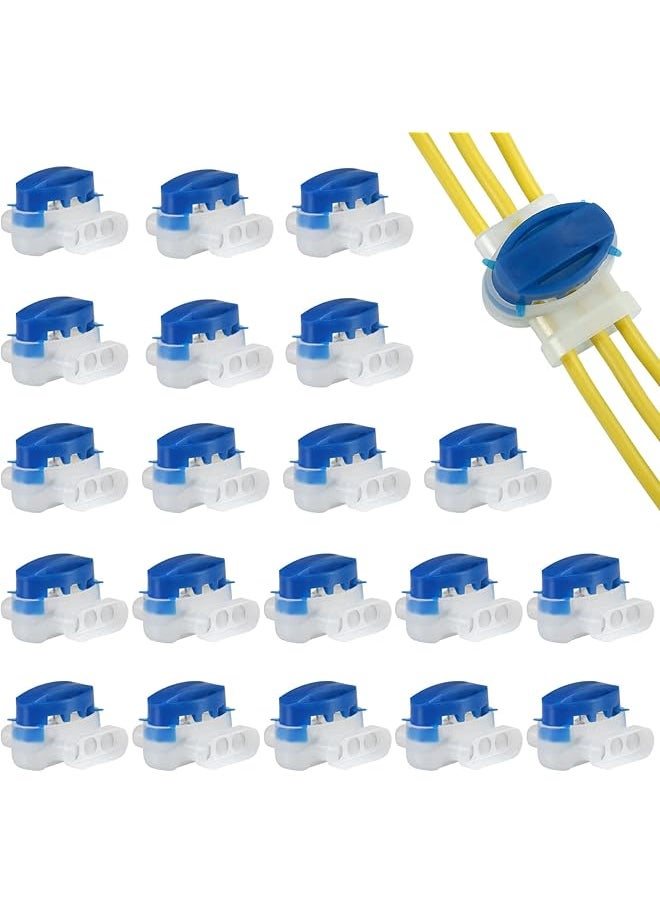 PROMASS promass Cable Connector, 314 Box Waterproof Cable Clamp Cable Tie 3 Wire Connectors, Lawnmower Connectors Repair Set for Automower Robotic Lawn Mowers Connecting Cable Ends (20Pack Blue)  - Image 1