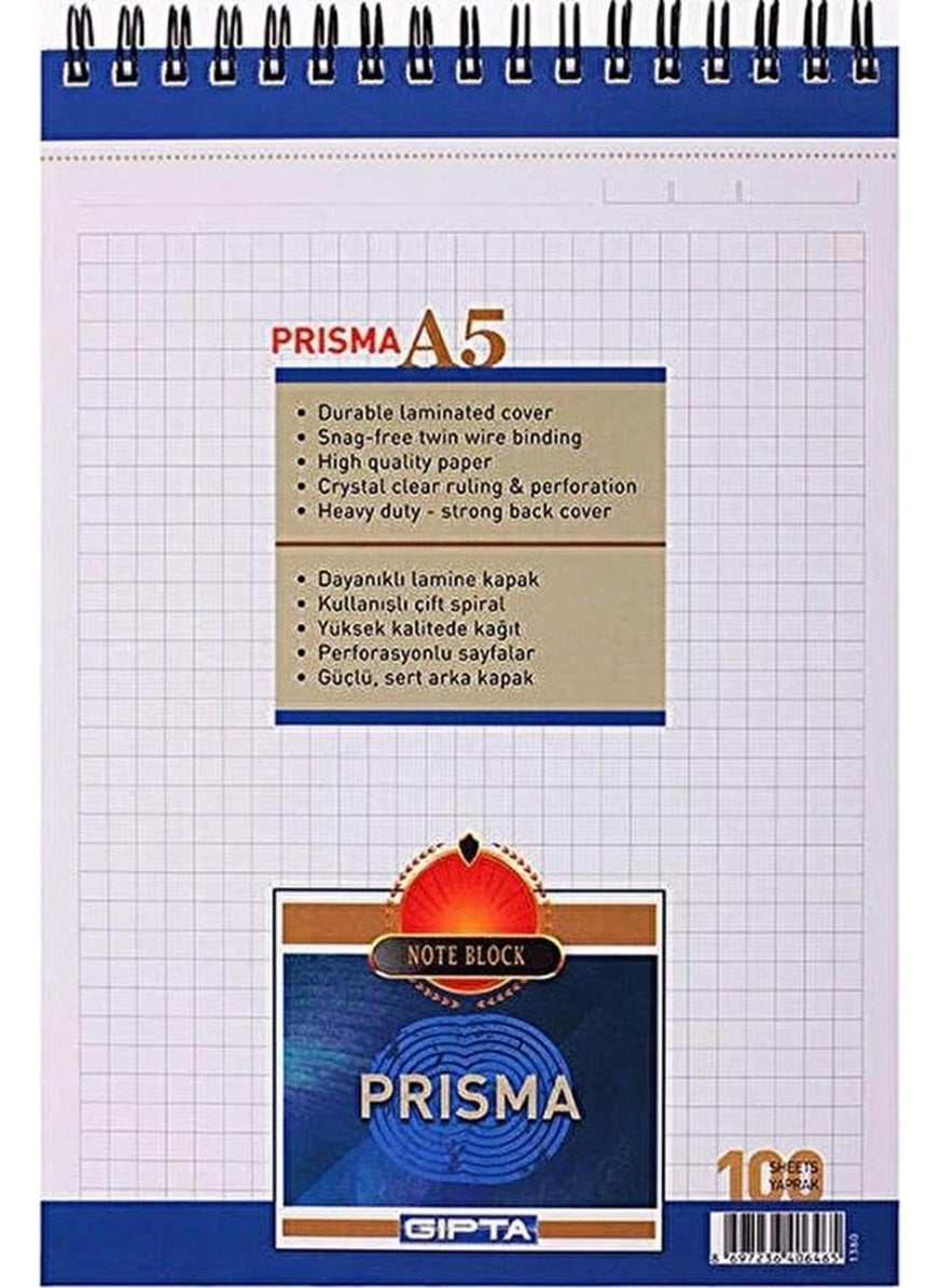 Gıpta Gipta Prisma A5 Notepad Cardboard Cover 100 Sheets Checkered 1380 Notebooks 
