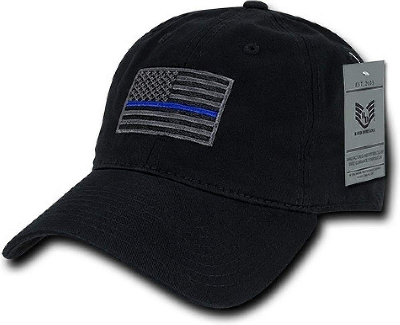 Rapid Dominance Rapiddominance Mens Baseball Relaxed Graphic Cap,Thin Blue Line, Black, Black - Image 1