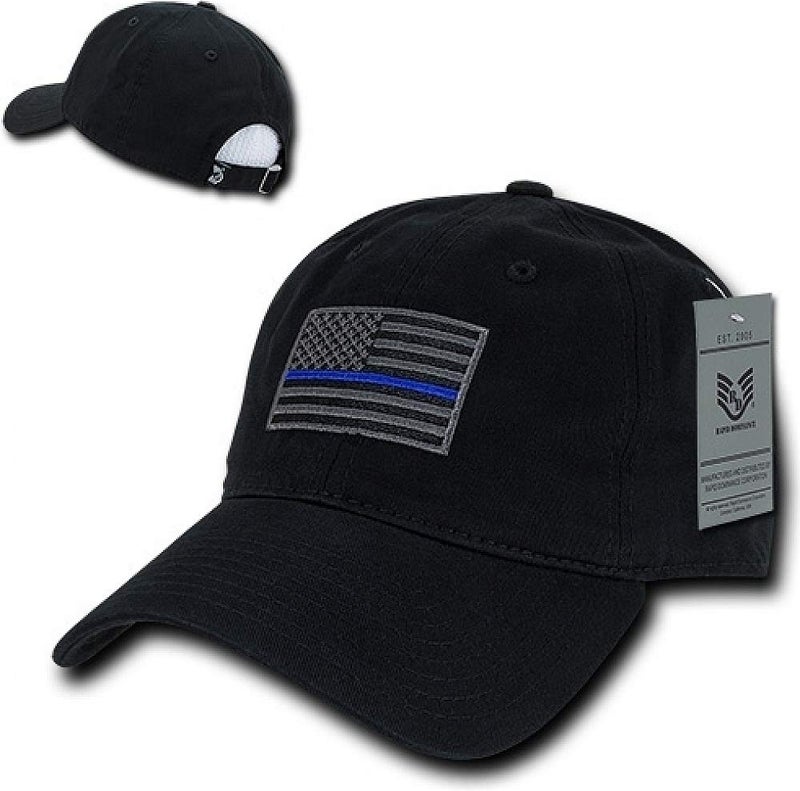Rapid Dominance Rapiddominance Mens Baseball Relaxed Graphic Cap,Thin Blue Line, Black, Black - Image 2