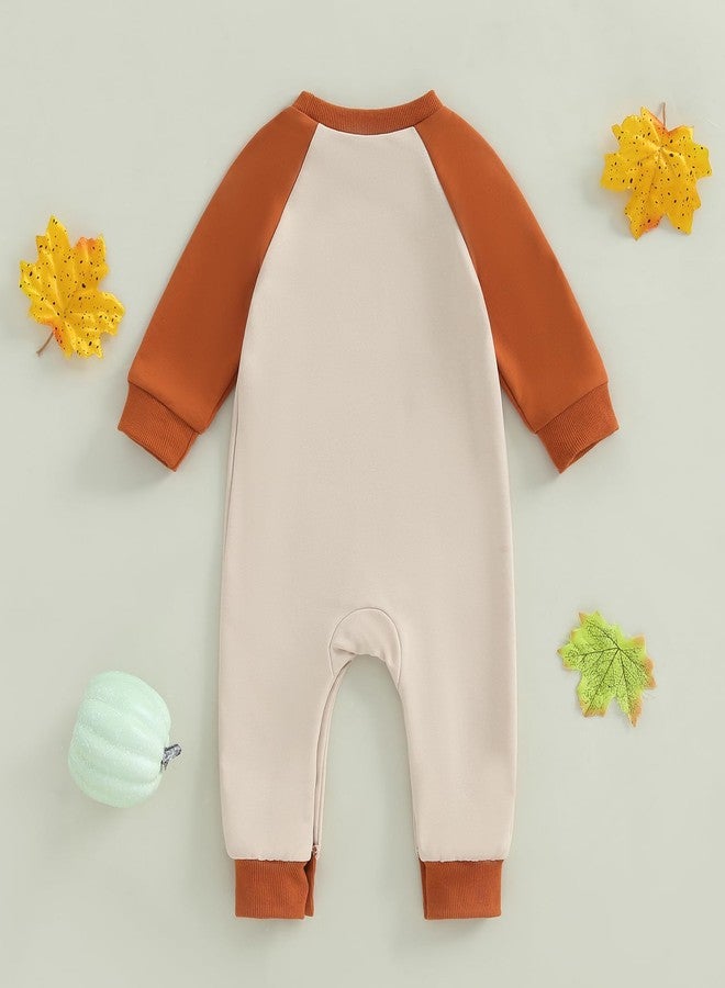 Lukivech Newborn Infant Baby Boy Girl Halloween Outfit Boo Embroidery Romper Long Sleeve Jumpsuit Bodysuit Cute Fall Clothes (A-Apricot, 6-12 Months) - Image 5