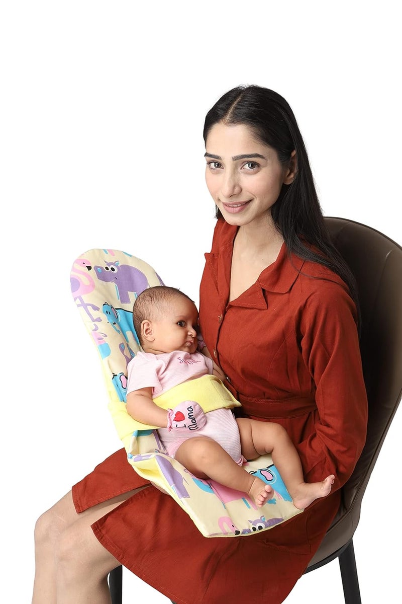 HOOPA وسادة تغذية HOOPA 2 في 1 مع مرتبة قطنية ناعمة (صفراء) | حامل رضيع | وسادة رضاعة | وسادة إرضاع | وسادة طفل - Image 2