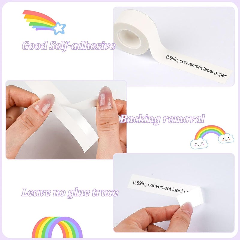 Xioyidun Label Tape Continuous Waterproof Label Tape Thermal Sticker Labels 0.59in X 13.12Ft(15mmX4m) Suitable for Most Label Maker for Home, Office, School, Barcode, Name, Date, Price etc(White, 2Rolls) - Image 3