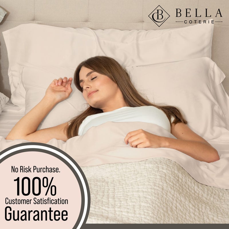 BC BELLA COTERIE Bella Coterie Luxury Bamboo Viscose King Size Sheet Set | 100% Organically Grown | Ultra Soft | Cooling for Hot Sleepers | 18" Deep Pocket [Champagne] - Image 5