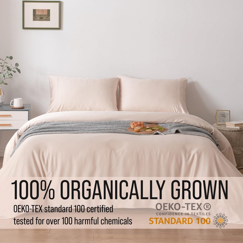 BC BELLA COTERIE Bella Coterie Luxury Bamboo Viscose King Size Sheet Set | 100% Organically Grown | Ultra Soft | Cooling for Hot Sleepers | 18" Deep Pocket [Champagne] - Image 4