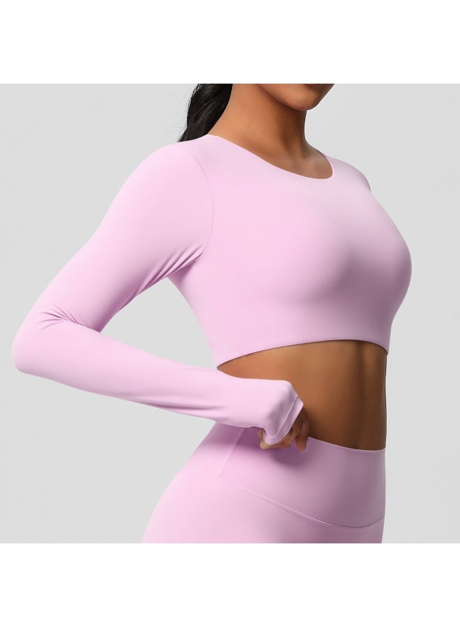 Yoga Shirts For Women Long Sleeve With Padded Fitness Running Gym Clothes Workout Dry Fit Breathable High Elastic Sports Top - Image 3