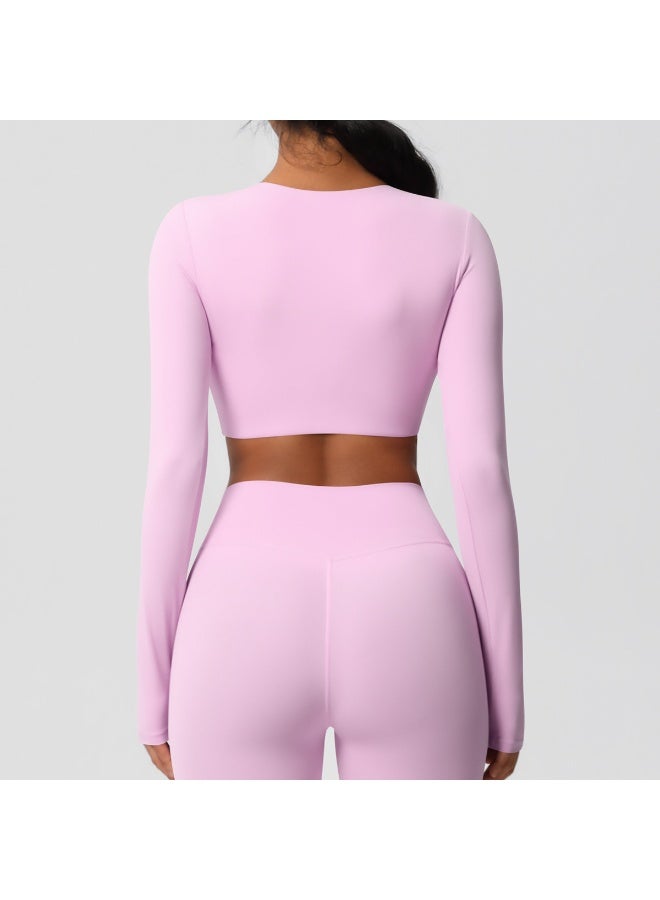 Yoga Shirts For Women Long Sleeve With Padded Fitness Running Gym Clothes Workout Dry Fit Breathable High Elastic Sports Top - Image 4