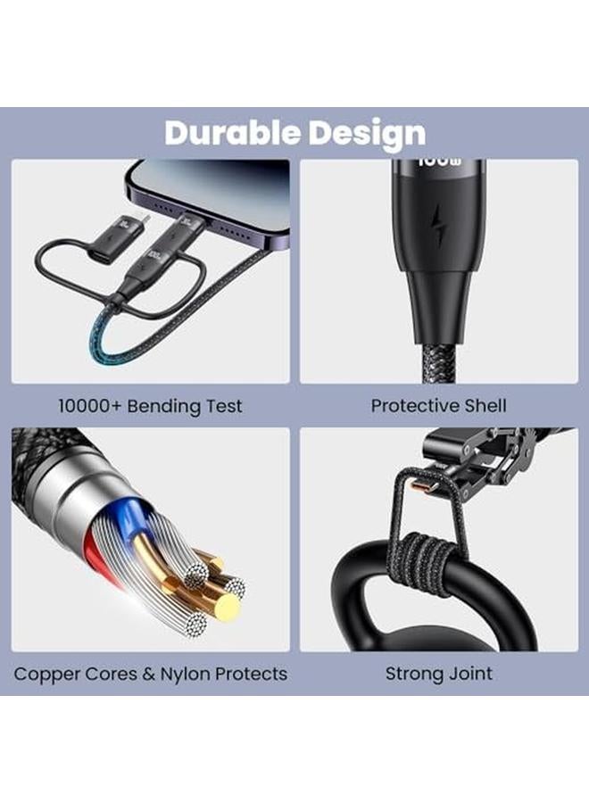 إيروريكس كابل شحن متعدد USB C بقوة 60 وات 4 أقدام 5 في 1 5 أمبير محول شاحن سريع المزامنة USB C إلى Type C إلى Micro كابل مضفر من النايلون لأجهزة الكمبيوتر المحمول والكمبيوتر اللوحي والهاتف - Image 4
