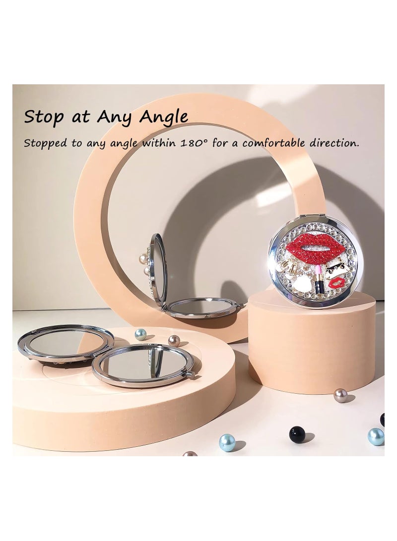 SYOSI Vintage Compact Mirror, Elegant Double-Sided 1x/2x Magnification, 3inch Portable Travel Makeup Mirror for Women, Small, Pocket-Sized, Gift Package - Image 5