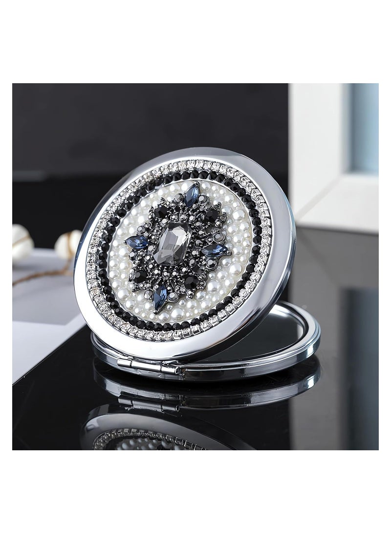 SYOSI Vintage Compact Mirror, Elegant Double-Sided 1x/2x Magnification, 3inch Portable Travel Makeup Mirror for Women, Small, Pocket-Sized, Gift Package - Image 1
