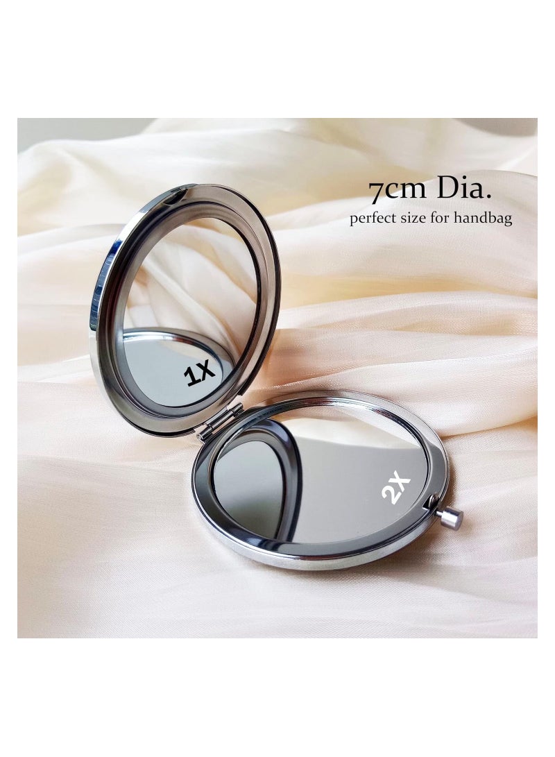 SYOSI Vintage Compact Mirror, Elegant Double-Sided 1x/2x Magnification, 3inch Portable Travel Makeup Mirror for Women, Small, Pocket-Sized, Gift Package - Image 4