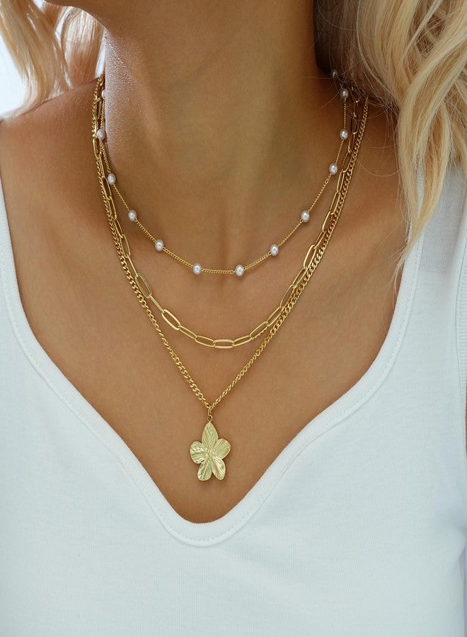 YEEZII Layered Gold Necklaces for Women Trendy, 3 Pcs 14K Gold Plated Choker Paperclip Box Chain Necklace, Stackable Women's Gold Pendant Necklaces Jewelry Set, adjustable, Brass, No Gemstone - Image 3