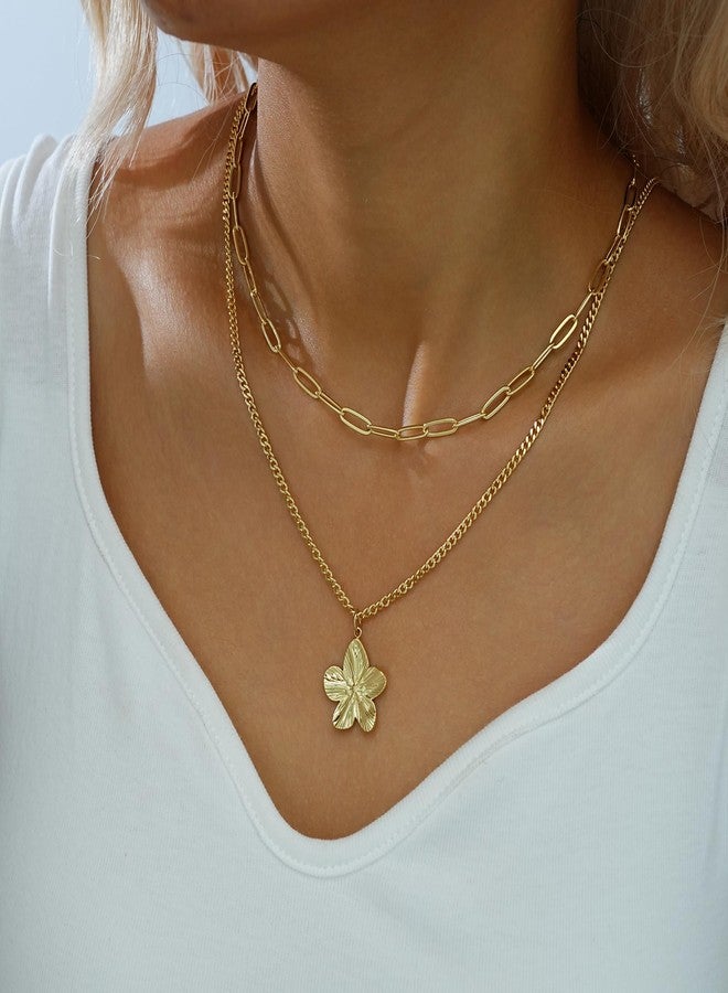YEEZII Layered Gold Necklaces for Women Trendy, 3 Pcs 14K Gold Plated Choker Paperclip Box Chain Necklace, Stackable Women's Gold Pendant Necklaces Jewelry Set, adjustable, Brass, No Gemstone - Image 4