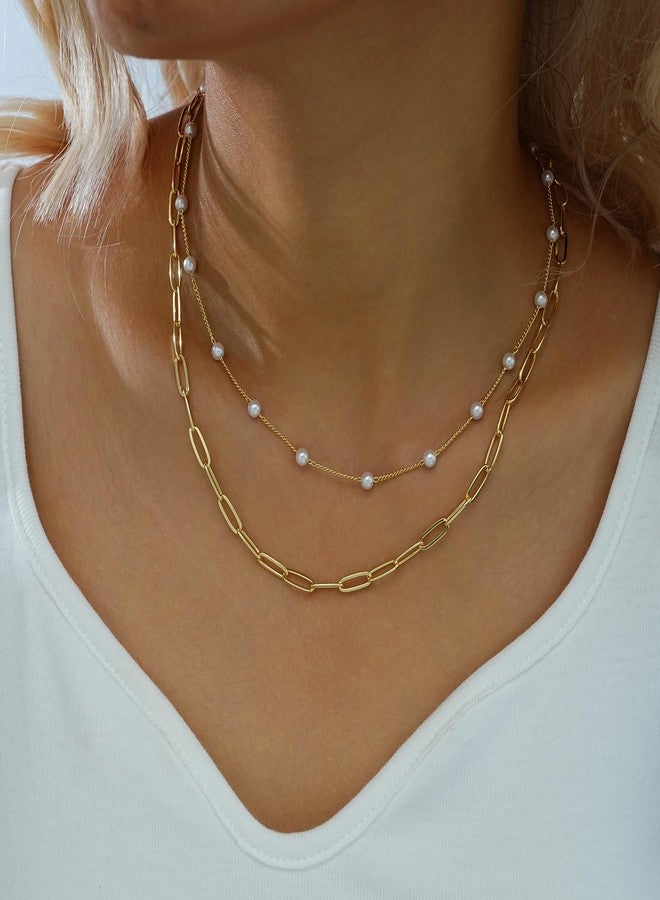 YEEZII Layered Gold Necklaces for Women Trendy, 3 Pcs 14K Gold Plated Choker Paperclip Box Chain Necklace, Stackable Women's Gold Pendant Necklaces Jewelry Set, adjustable, Brass, No Gemstone - Image 5