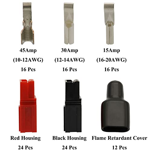 Raogoodcx 108Pcs Quick Disconnect Terminals Connectorsterminals Red Black 153045AMP Power Connector Battery Plug with PVC Flame Retardant Connector Sleeve Cover - Image 3