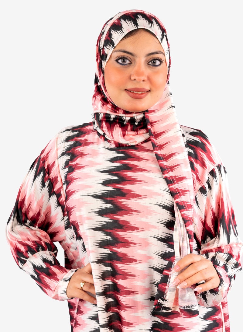ARTLOOK A comfortable, loose-fitting prayer robe with an attached hijab scarf - various colors and designs - Image 1