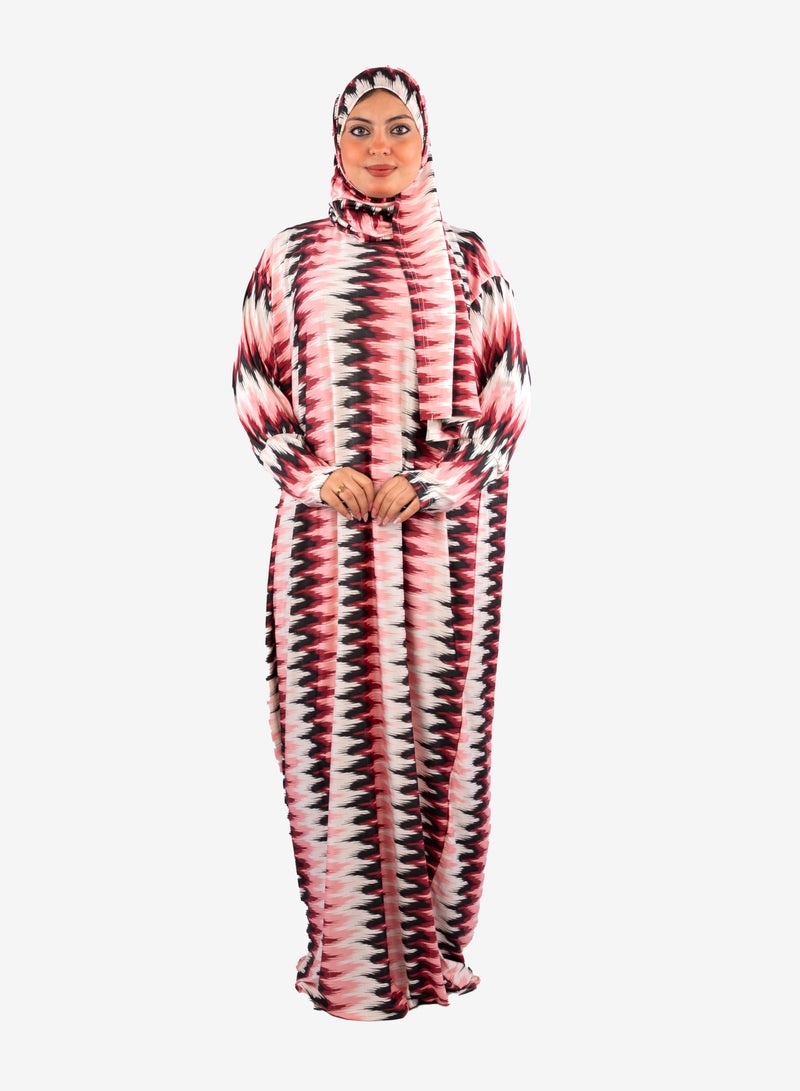 ARTLOOK A comfortable, loose-fitting prayer robe with an attached hijab scarf - various colors and designs - Image 2