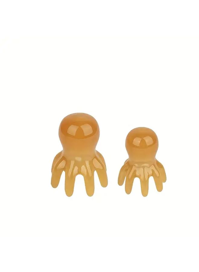 Handheld Octopus Head Massage Comb Set Of 3 Amber Yellow White Ergonomic Design For Relaxation Muscle Meridian Durable Resin Material Portable Home Use Promotes Circulation Gua Sha - Image 5