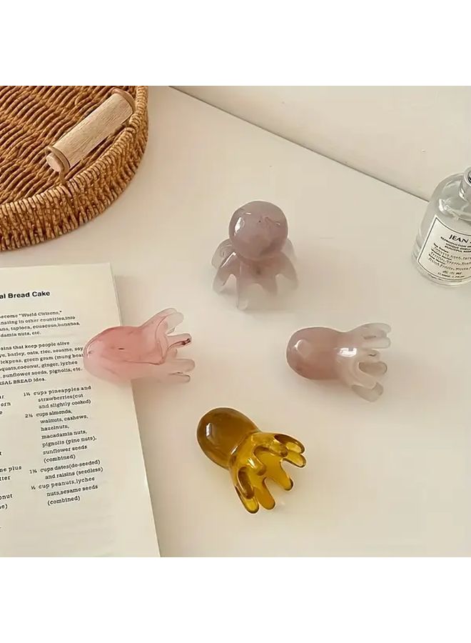 Handheld Octopus Head Massage Comb Set Of 3 Amber Yellow White Ergonomic Design For Relaxation Muscle Meridian Durable Resin Material Portable Home Use Promotes Circulation Gua Sha - Image 4