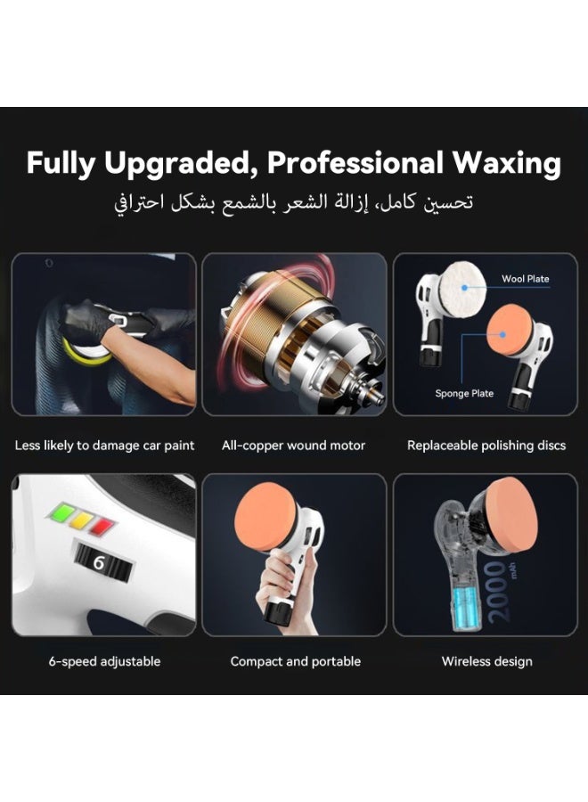 Kingone Car Polisher Machine, 6600 RPM Dual Battery Polisher with 6 Variable Speeds, Portable Auto Polishing Kit with Sponge Pads - Image 2