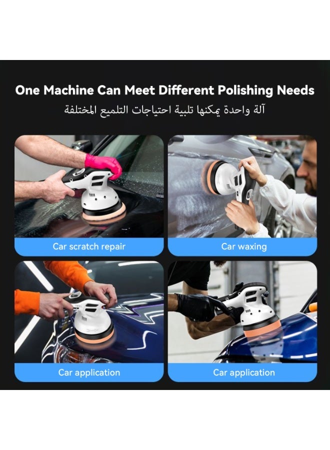 Kingone Car Polisher Machine, 6600 RPM Dual Battery Polisher with 6 Variable Speeds, Portable Auto Polishing Kit with Sponge Pads - Image 3