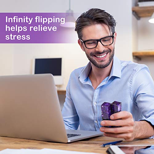 WUQID Infinitycube Fidget Toy Stress Relieving Fidgeting Game for Kids and Adults,Cute Pocket-Sized Unique Gadget for Anxiety Relief and Kill Time (2, Blue & Purple Galaxy) - Image 4
