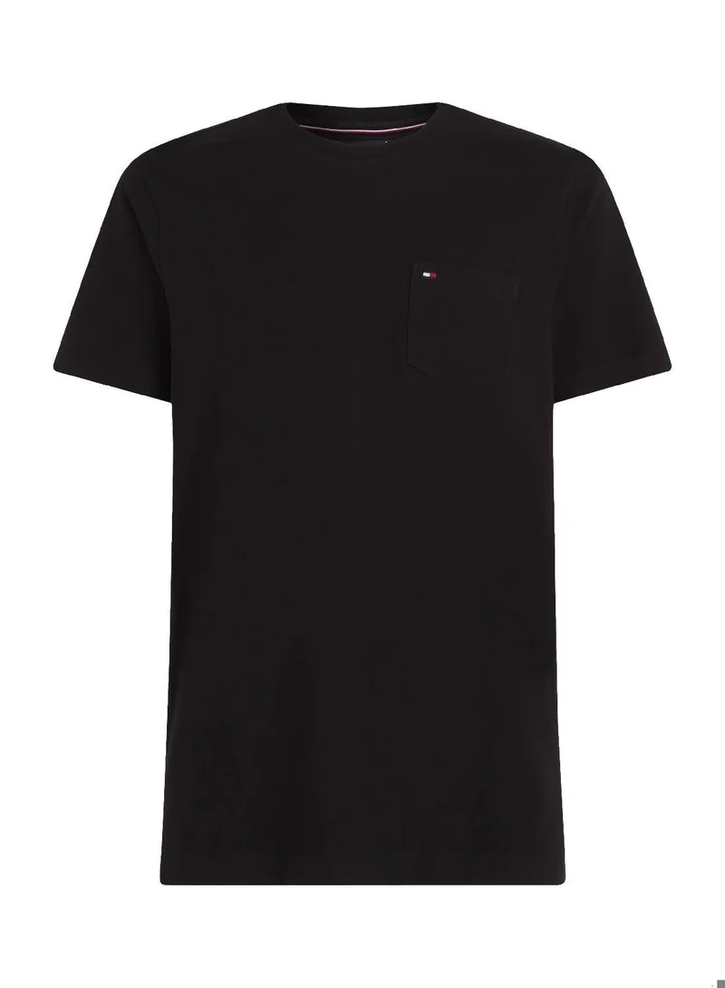 Tommy Hilfiger black Patch Pocket Crew Neck T-Shirt for Men | Best Price UAE