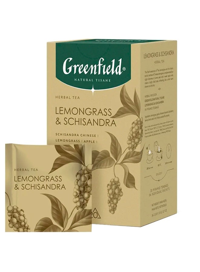 Greenfield Natural Tisane Lemon Grass And Schisandra Herbal Tea Bags 20 Tea Bags 36 G - Image 1