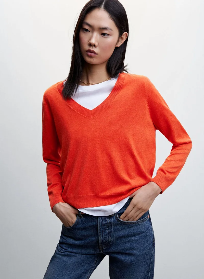 MANGO V-Neck Knitted Sweater
