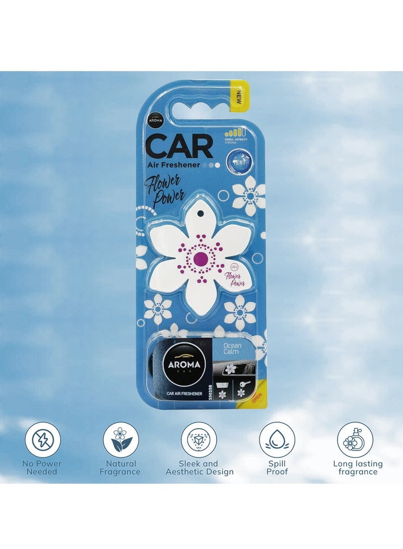 AROMA Car Air Freshener Flower Power – Ocean Calm Fragrance Clip for Vent – Decorative Car Perfume for Strip-Type Air Vents – Easy to Install, Long-Lasting Scent - Image 1
