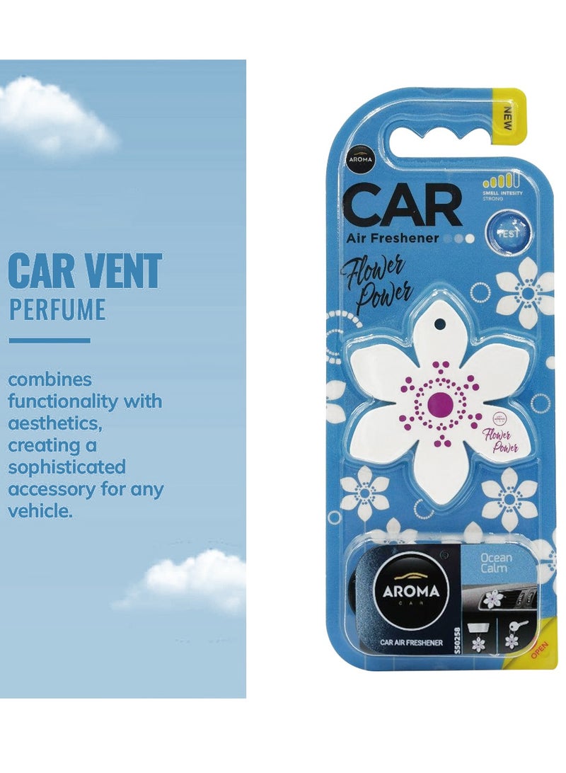 AROMA Car Air Freshener Flower Power – Ocean Calm Fragrance Clip for Vent – Decorative Car Perfume for Strip-Type Air Vents – Easy to Install, Long-Lasting Scent - Image 3