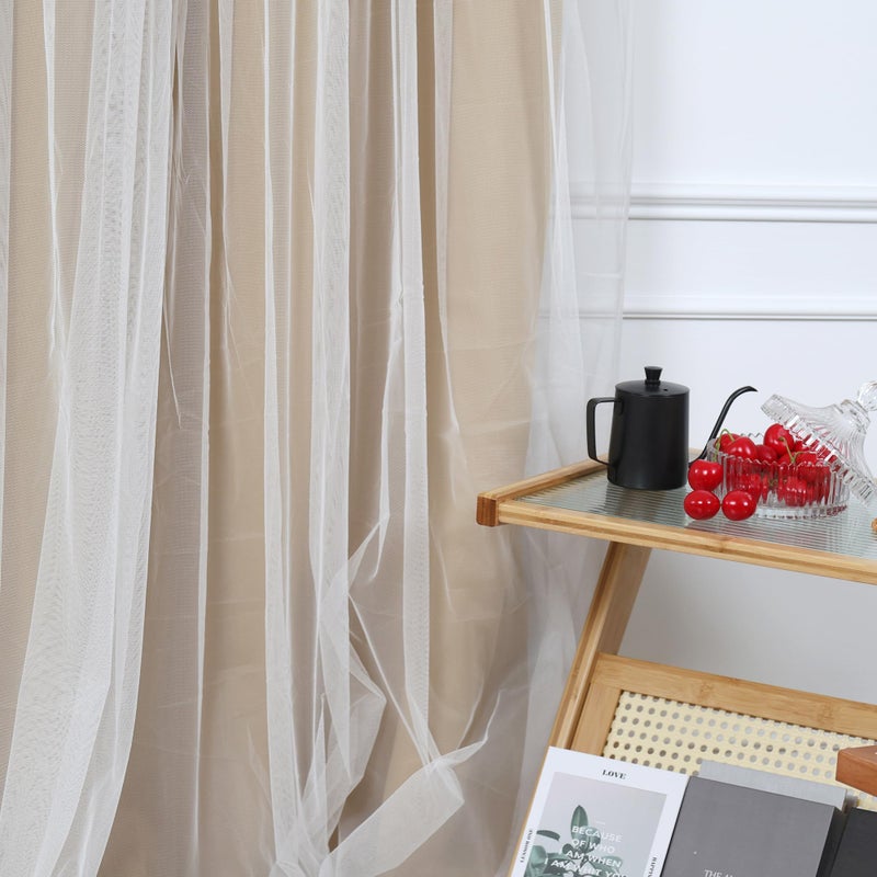 INLINAS 52W x 96L Inch Blackout Curtains with Wedding Backdrop Style Sheer Overlay Thermal Noise Reduction for Bedroom and Living Room Energy Saving Panels  Gold Curtains with White Sheer - Image 4