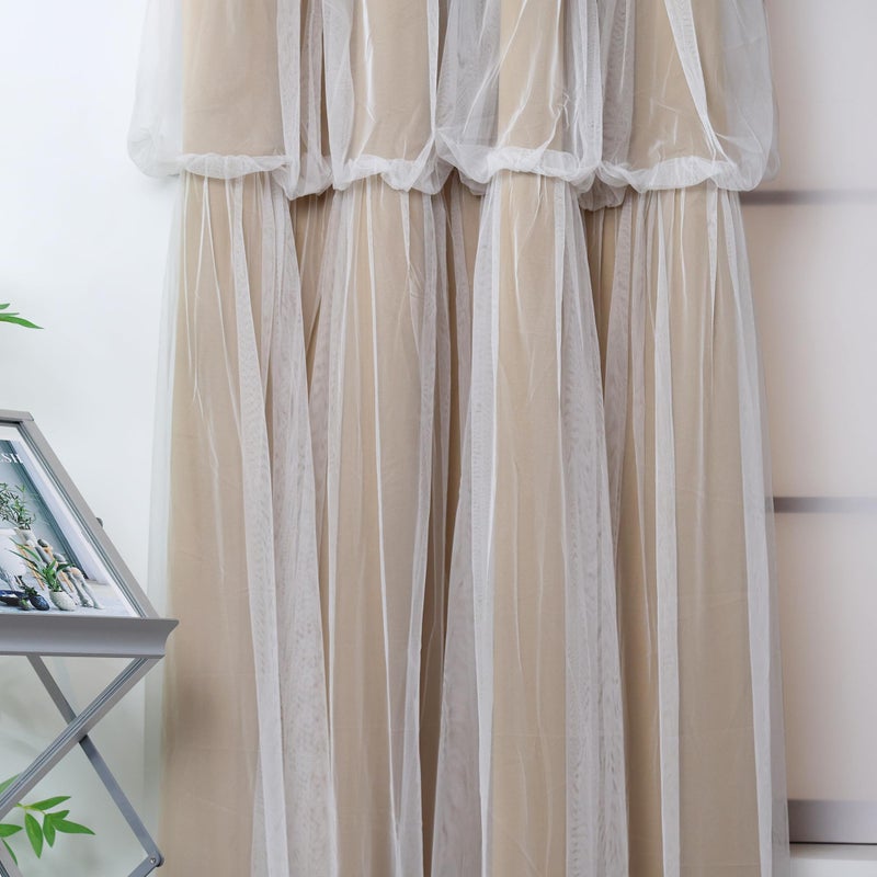 INLINAS 52W x 96L Inch Blackout Curtains with Wedding Backdrop Style Sheer Overlay Thermal Noise Reduction for Bedroom and Living Room Energy Saving Panels  Gold Curtains with White Sheer - Image 5