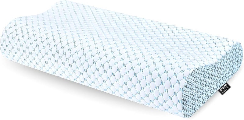 OSBED Cervical Pillow - Ergonomic Memory Foam Neck Pillow for Side & Stomach Sleepers with Ice Silk Cover (Blue, 40cm X 70cm) - Image 1