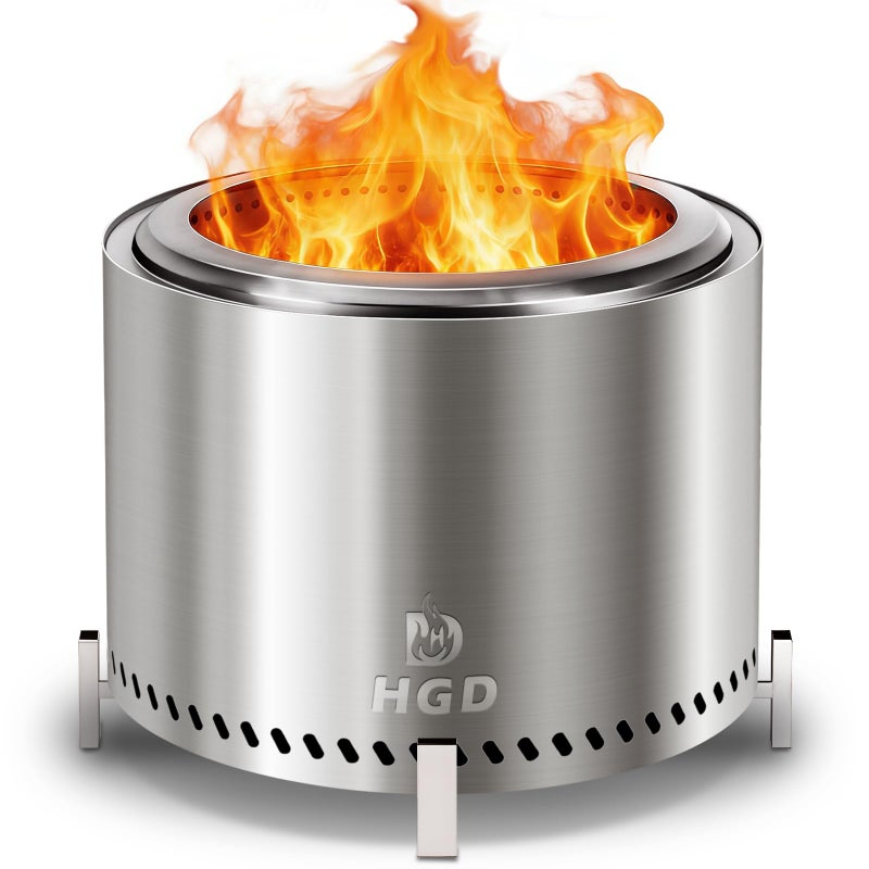 HGD 20 Inch Smokeless Patio Fire Pit, Outdoor Wood Burning Stove, Stainless Steel Firepit for Backyard, Patio, Garden, Picnic - Image 1