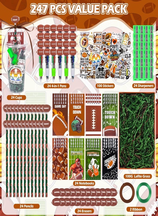 LiYiQ 247 Pcs Football Party Supplies Return Gifts for Party, Student Stationery Gifts from Teacher Rewards Prizes, Pencil Erasers Notebooks Stickers for Football Classroom Birthday - Image 4