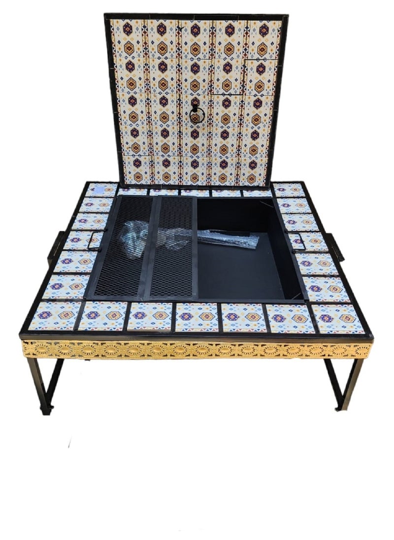 Omega Portable Table Fire Pit Garden Barbecue Stove With Handle 