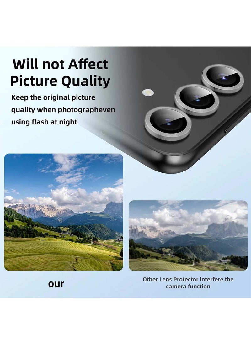 دبليو تيك سامسونج جالاكسي S24 FE 5G 2024 كاميرا بريميوم حلقي من السبائك المعدنية الفاخرة درع واقي من الزجاج المقوى (MLGITR) - رمادي - Image 5