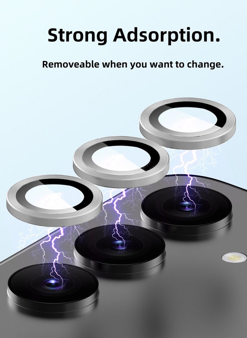 دبليو تيك سامسونج جالاكسي S24 FE 5G 2024 كاميرا بريميوم حلقي من السبائك المعدنية الفاخرة درع واقي من الزجاج المقوى (MLGITR) - رمادي - Image 4