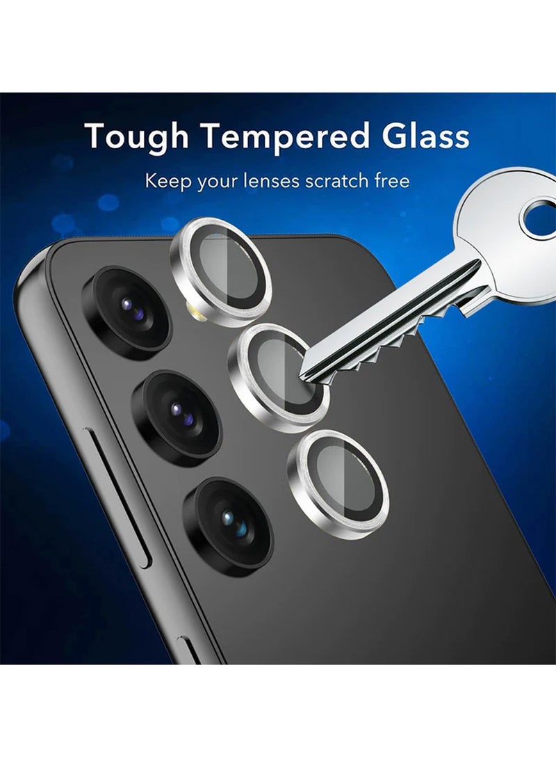 دبليو تيك سامسونج جالاكسي S24 FE 5G 2024 كاميرا بريميوم حلقي من السبائك المعدنية الفاخرة درع واقي من الزجاج المقوى (MLGITR) - رمادي - Image 2