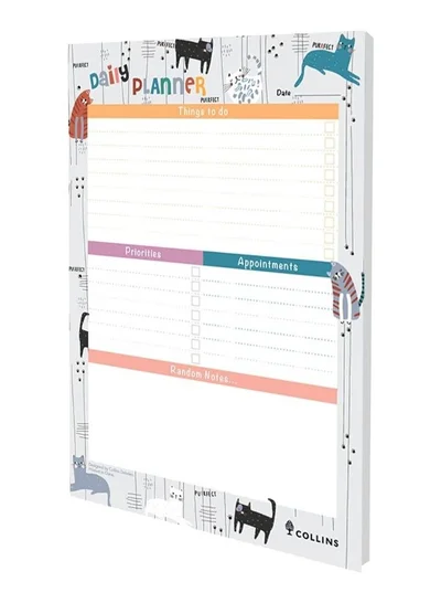 Collins Collins Debden Maru Cat Design A5 Daily Tasks Note Pad - Things To Do Planner Notepad, 60 Sheets, White Paper 210x148mm