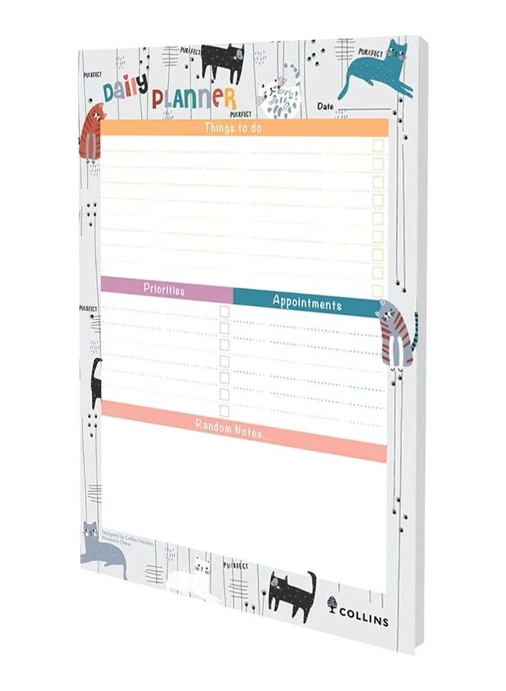 Collins Collins Debden Maru Cat Design A5 Daily Tasks Note Pad - Things To Do Planner Notepad, 60 Sheets, White Paper 210x148mm