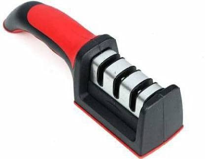 Lexazo 3 Stage Manual System Knife Sharpener with AntiSlip Rubber Base for Grip Three Slots Handle Knife Sharpener Tool with Removable Head Grinder - Image 1