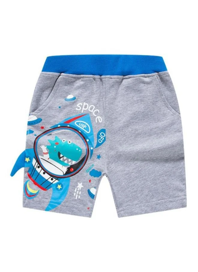 يونيكي Grey Regular Fit Mid Rise Printed Shorts