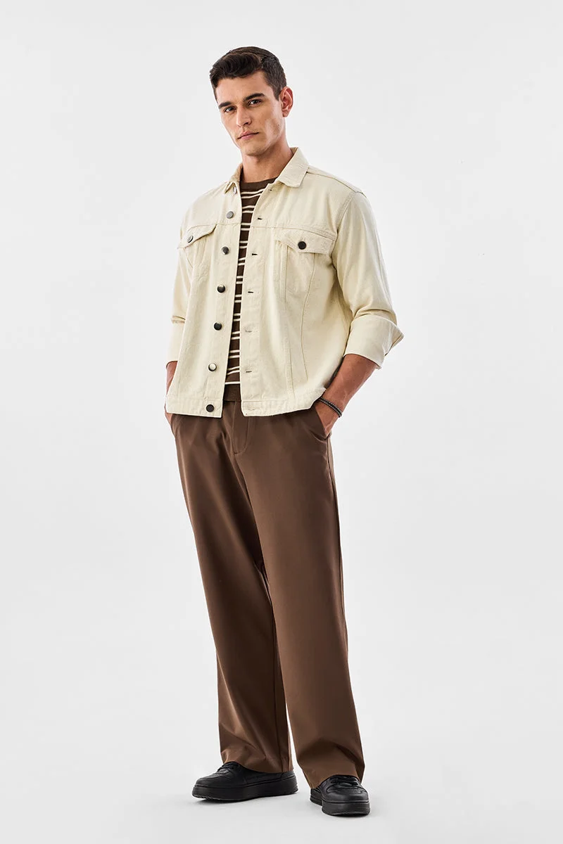 سنيتش Off White Textured Long Sleeve Regular Fit Streetwear Jacket