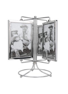 Ymiko Ymiko Picture Frame, Stainless Steel 4x6in, Rotating Rack, 8 Picture Display, Restaurant Menu Stand, Retro Style, Durable, Gift Set for Living Room, Bedroom Decor  - Image 1