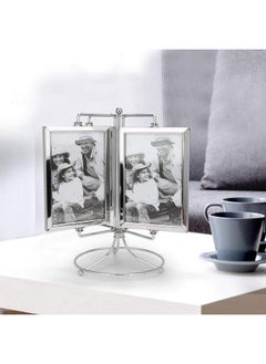 Ymiko Ymiko Picture Frame, Stainless Steel 4x6in, Rotating Rack, 8 Picture Display, Restaurant Menu Stand, Retro Style, Durable, Gift Set for Living Room, Bedroom Decor  - Image 3