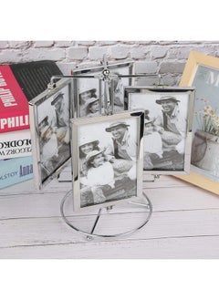 Ymiko Ymiko Picture Frame, Stainless Steel 4x6in, Rotating Rack, 8 Picture Display, Restaurant Menu Stand, Retro Style, Durable, Gift Set for Living Room, Bedroom Decor  - Image 5