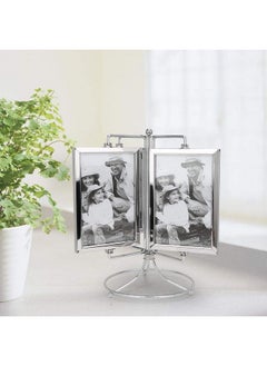 Ymiko Ymiko Picture Frame, Stainless Steel 4x6in, Rotating Rack, 8 Picture Display, Restaurant Menu Stand, Retro Style, Durable, Gift Set for Living Room, Bedroom Decor  - Image 2